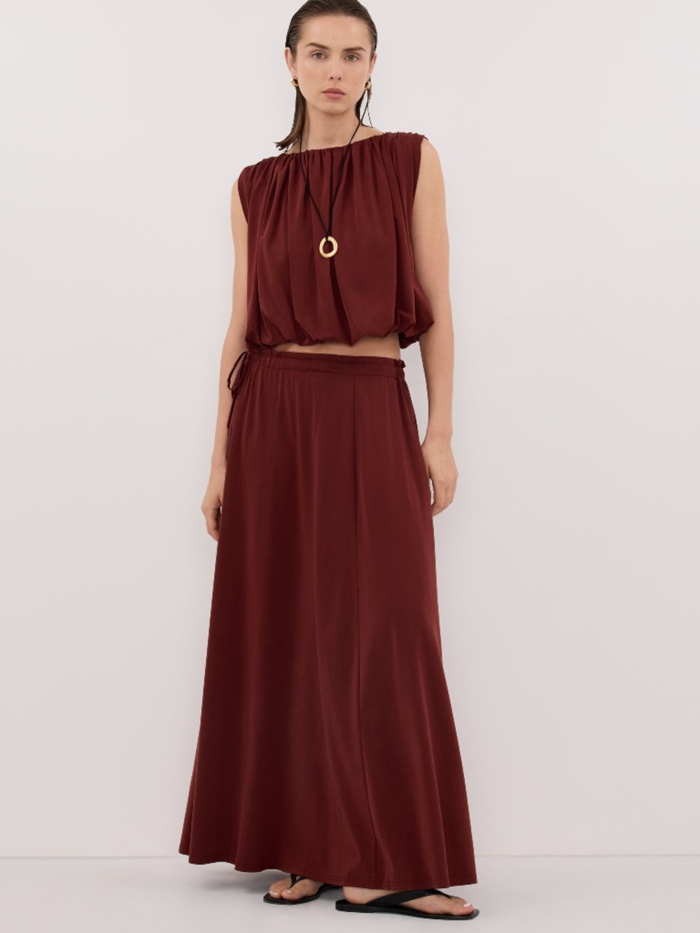 DISSH Ava Sahara Modal Blend Midi Skirt in Sahara, Size M